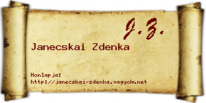 Janecskai Zdenka névjegykártya